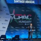 Santiago Abascal durante su discurso en la CPAC Hungría