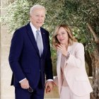 El presidente Joe Biden y la primera ministra italiana Giorgia Meloni en el G7