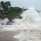 High tides are pictured after Hurricane Beryl in Santo Domingo on July 2, 2024. - Hurricane Beryl was hurtling towards Jamaica on July 2, as a monster Category 5 storm, after killing at least five people and causing widespread destruction in a deadly sweep across the southeastern Caribbean. (Photo by Francesco SPOTORNO / AFP)