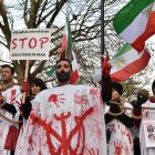 Protesta en Londres, Inglaterra, contra las ejecuciones en Irán.