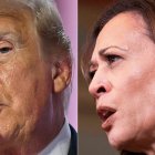 Combinación de fotografías de Donald Trump y Kamala Harris durante distintos actos de su campaña.