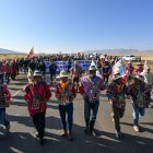 Simpatizantes del ex presidente boliviano (2006-2019) Evo Morales Ayma participan en la llamada Marcha para Salvar Bolivia -contra su antiguo aliado, el líder izquierdista Luis Arce- en Ayo Ayo, Bolivia, el 21 de septiembre de 2024. -