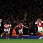 Declan Rice celebra uno de sus grandes golazos ante el Real Madrid