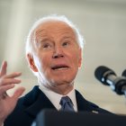 Biden dando un discurso en Maryland/ Allison Robbert