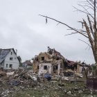 Casas destruidas en Markhalivka (Ucrania) por un ataque aéreo ruso