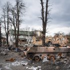 Secuelas de un bombardeo ruso en la localidad de Irpin (Ucrania)