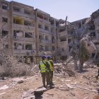 Scene of the impact of an Iranian missile near Tel Aviv, Israel