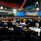 General view during the BRICS summit second plenary session in Rio de Janeiro, Brazil, on July 6, 2025. BRICS leaders descended on sunny Rio de Janeiro, but issued a dark warning that US President Donald Trump's "indiscriminate" import tariffs risk hurting the global economy, warning they are illegal and arbitrary, according to a final summit statement.
