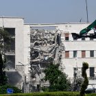 Destruction at the Syrian Army and Defense Ministry headquarters in Damascus following an Israeli attack