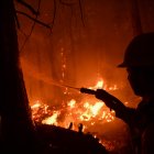 Incendio forestal e imagen de archivo