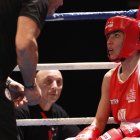 Romane Moulai, boxeadora francesa, durante un combate