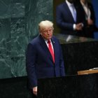 Donald Trump tras concluir su discurso ante la Asamblea General