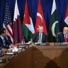President Donald Trump during his meeting with Muslim leaders at the UN