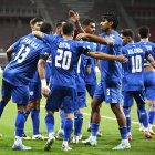 El combinado nacional de Israel celebra un gol en la fase clasificatoria para el Mundial 2026