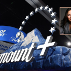El logotipo de Paramount+ y la foto de perfil de Bari Weiss