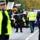 Cordón policial cerca de la sinagoga de la Congregación Hebrea de Heaton Park