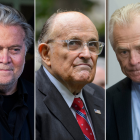 Composición de Steve Bannon, Rudy Giuliani y Peter Navarro, quienes habrían sido algunos republicanos investigados por el FBI de Biden