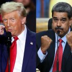 (COMBO) This combination of pictures created on August 07, 2025 shows US President Donald Trump (L) in Grand Rapids, Michigan on November 5, 2024, and Venezuelan President Nicolas Maduro (R) in Caracas on July 31, 2024. The United States doubled its bounty on Venezuelan President Nicolas Maduro -- who faces federal drug trafficking charges -- to $50 million on August 7, 2025, a move Caracas described as "pathetic" and "ridiculous". (Photo by KAMIL KRZACZYNSKI and Federico PARRA / AFP)