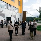 Students interact outside the Kungsvagens skola comprehensive Swedish-speaking school (Files)