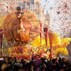 Confetti fills the air as the Tom Turkey float starts its way down Central Park West during the Macy's Thanksgiving Day Parade, Thursday, Nov. 27, 2025, in New York. (AP Photo/Frank Franklin)