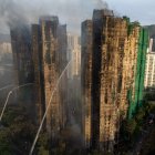 Edificios calcinados en Hong Kong