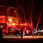 Los socorristas del Departamento de Bomberos de Providence en el campus de la Universidad de Brown