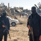Palestinian Hamas militants in the Jabalia refugee camp