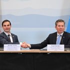 El subsecretario de Estado para Asistencia Exterior, Asuntos Humanitarios y Libertad Religiosa, Jeremy Lewin con el subsecretario general de Asuntos Humanitarios de las ONU, Tom Fletcher,