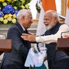 El Primer Ministro de la India Narendra Modi y el presidente del Consejo Europeo, Antonio Costa