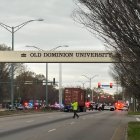 Police cordon off the Old Dominion University campus following the shooting on March 12, 2026