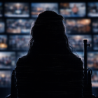 Montaje de Noelia Castillo Ramos con pantallas de noticas de fondo