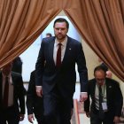 El vicepresidente JD Vance llegando a la reunión en Islamabad.
