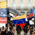 Machado durante la manifestación en Madrid, este 18 de abril.