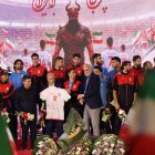 Miembros de la selección nacional de fútbol de Irán en una ceremonia antes de su partida para la Copa Mundial de la FIFA 2026
