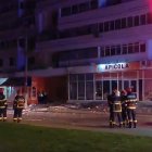 Lugar del impacto de un dron en la ciudad de Galati, en el este de Rumanía.
