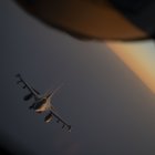 A U.S. Air Force F-16 Fighting Falcon departs after being refueled over the U.S. Central Command area of responsibility November 13, 2024. Fighting Falcons are one of the multi-role fighters supporting CENTCOM’s focus on deterring Iran and its proxies, while defending U.S. forces, allies, and partners. (U.S. Air Force photo by Staff Sgt. William Rio Rosado)