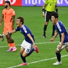 Japón celebra el gol del empate (2-2) este 14 de junio en Dallas.