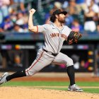 San Francisco Giants pitcher Ryan Walker (74) throws during the ninth inning of a baseball game against the New York Mets at Citi Field in Corona, N.Y., on August 3, 2025. (Photo by Gordon Donovan/NurPhoto) (Photo by Gordon Donovan / NurPhoto via AFP)