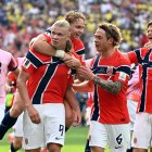 Erling Braut Haaland celebrates scoring his team's second goal/ JEWEL SAMAD
