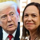 Combinación de fotos del presidente Donald Trump y María Corina Machado