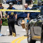 FBI investigators work the scene of an alleged ICE involved shooting in Biddeford, Maine.