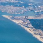 An aerial view of the port of Egypt's northern Mediterranean coastal city of Damietta.