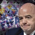 Un montaje que muestra al presidente de la FIFA Gianni Infantino