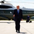 El presidente Donald Trump antes de partir del Hagerstown Regional Airport en Washington County, Maryland, este 31 de julio.