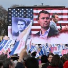 Imágenes de Charlie Kirk proyectadas en la Marcha por la Vida/ Martin Lelievre