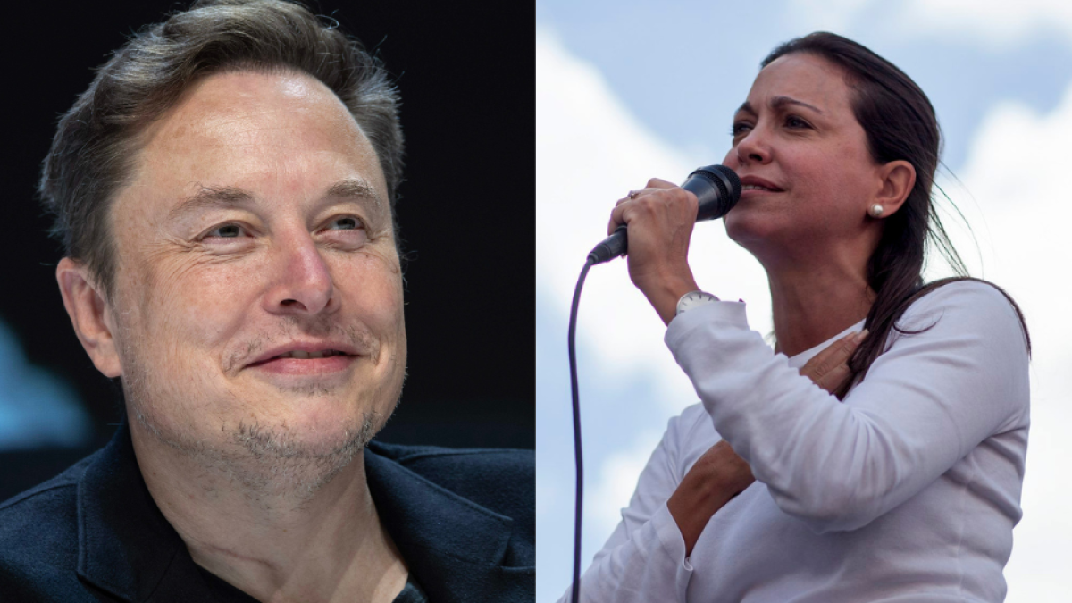 Imagen del magnate Elon Musk y la líder opositora venezolana María Corina Machado