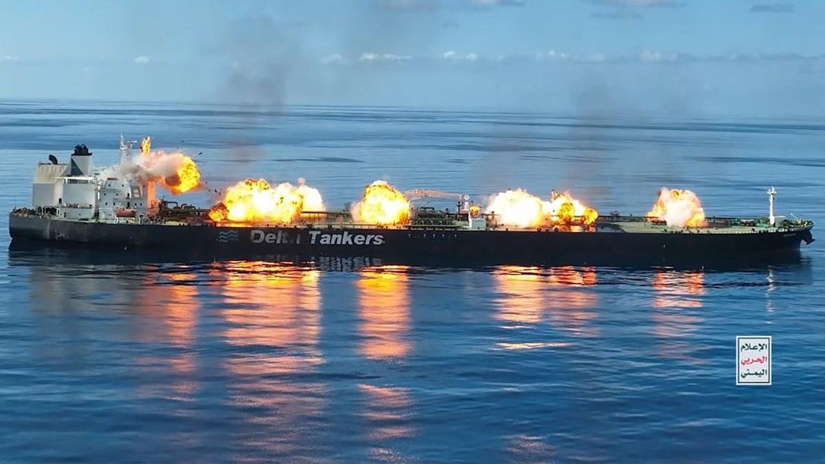 The oil tanker Sounion after the Houthi attack
