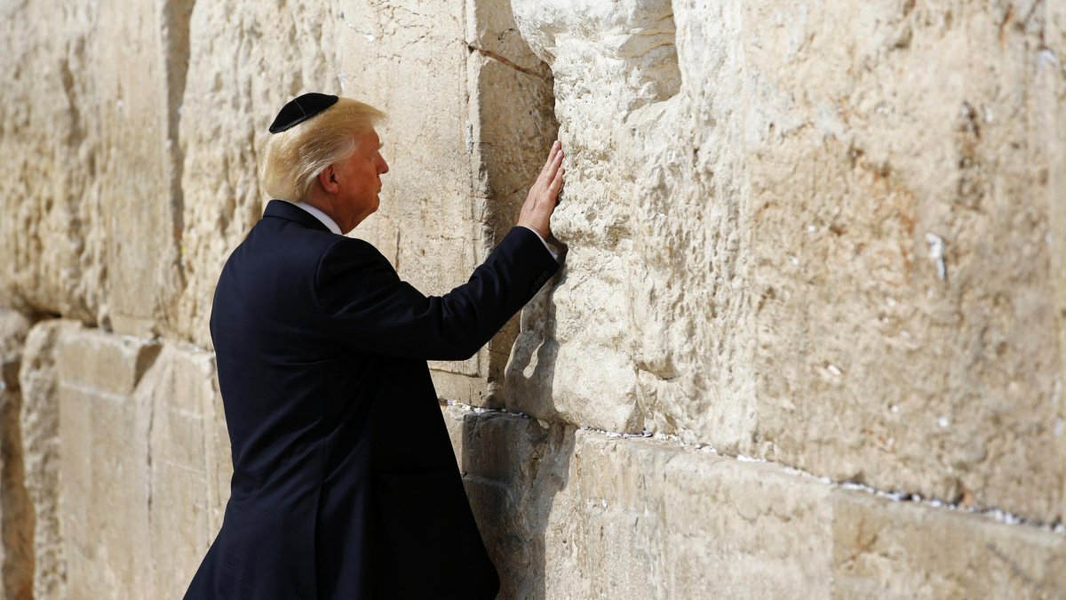 Donald Trump visits the Wailing Wall in Jerusalem, Israel, in 2017.