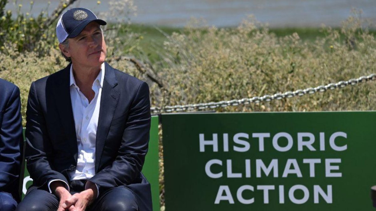 Gavin Newsom, at a solar power plant