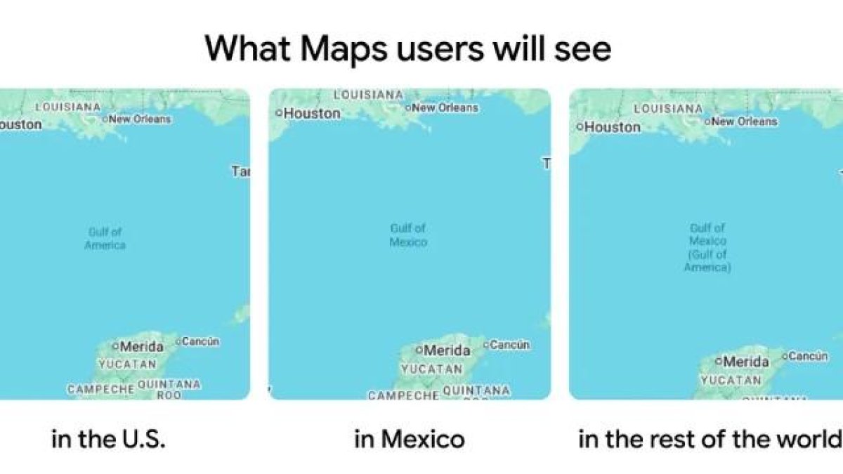 Google Maps view of the Gulf of America based on the user's location.